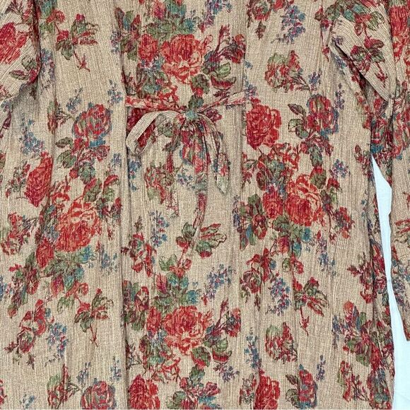 April Cornell Floral Shimmering Rose Metallic Long Duster Jacket| L - Picture 10 of 12